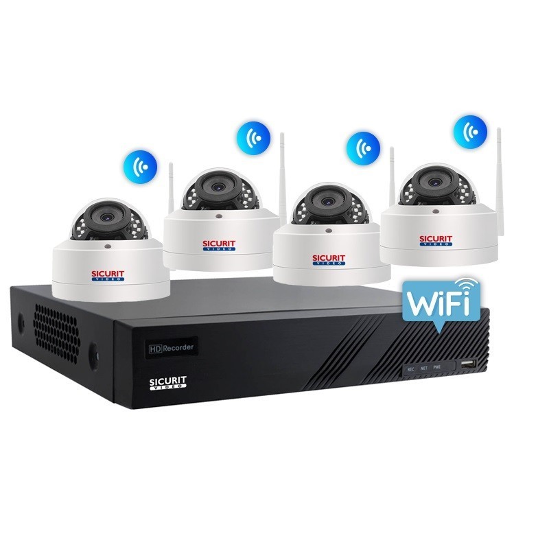 KIT CCTV Wi-Fi NVR 4 dome cameras 3MP + NC contact - DNRKITD3MWIFI4RN