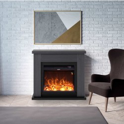 Caminetto a pavimento modello ASCIANO con cornice Grigia 750-1500W