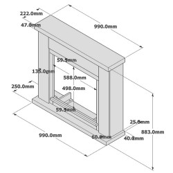 Caminetto a pavimento modello ASCIANO con cornice Grigia 750-1500W