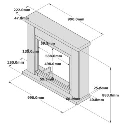 Caminetto a pavimento modello ASCIANO con cornice Rovere 750-1500W