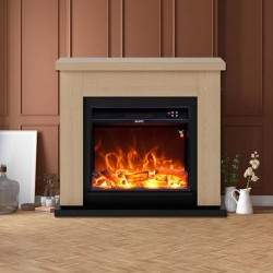 Caminetto a pavimento modello ASCIANO con cornice Rovere 750-1500W