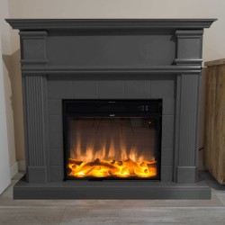 Caminetto a pavimento modello CALDERA con cornice Grigia 750-1500W