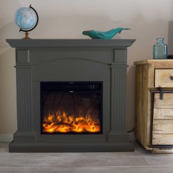 Caminetto a pavimento modello CETONA con cornice Grigia 750-1500W