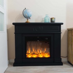 Caminetto a pavimento modello LIPARI con cornice Nera 750-1500W