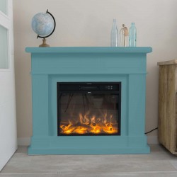 Caminetto a pavimento modello LIPARI con cornice Blu Turchese 750-1500W