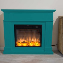 Caminetto a pavimento modello PIENZA con cornice Blu Turchese 750-1500W