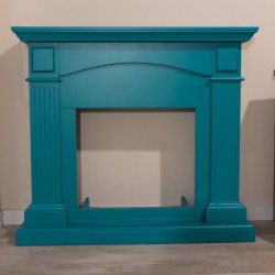 Cornice in Legno per Camino elettrico da incasso modello CETONA Blu Turchese