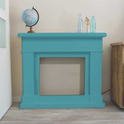 Cornice in Legno per Camino elettrico da incasso modello LIPARI Blu Turchese