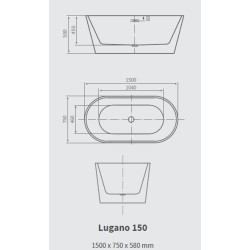 Free standing bath indoor 1 seat 150x75x58cm