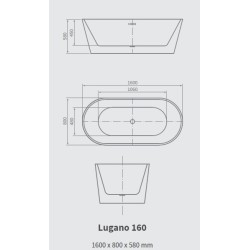 Vasca free standing da interno 1 posto 160x80x58cm