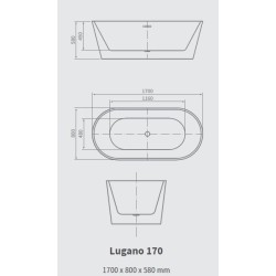 Free standing bath indoor 1 seat 170x80x58cm