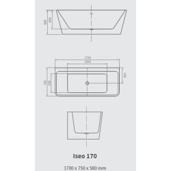 Vasca free standing da interno 1 posto 170x80x58cm