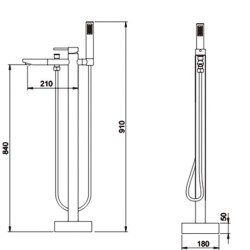 Free standing bathtub fittings indoor 91x18cm